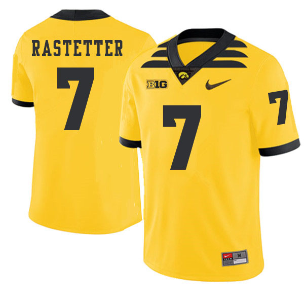 2019 Men #7 Colten Rastetter Iowa Hawkeyes College Football Alternate Jerseys Sale-Gold